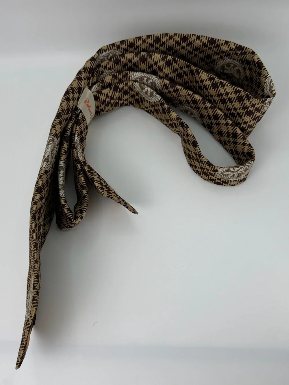 Robert Stewart Davison’s of New York Houndstooth Griffin Crest Silk Necktie - Picture 2 of 6